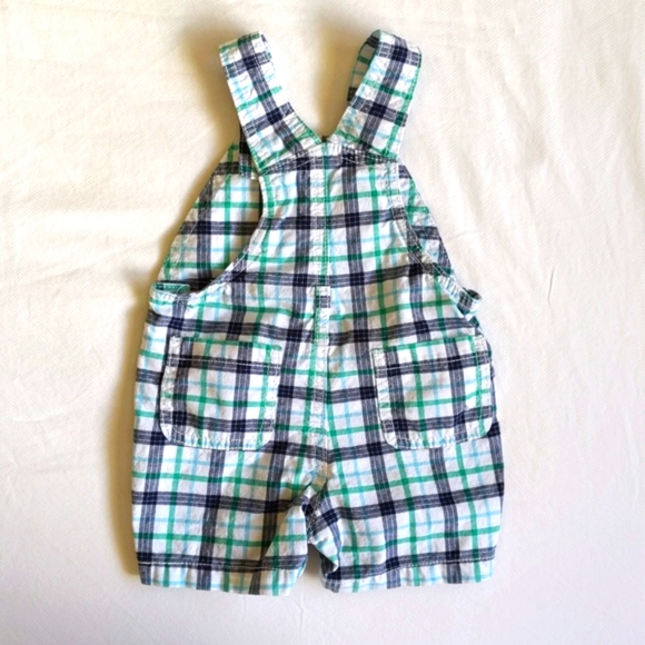 gymboree summer plaid shortalls shorts overalls 3 months baby - Picture 5 of 6